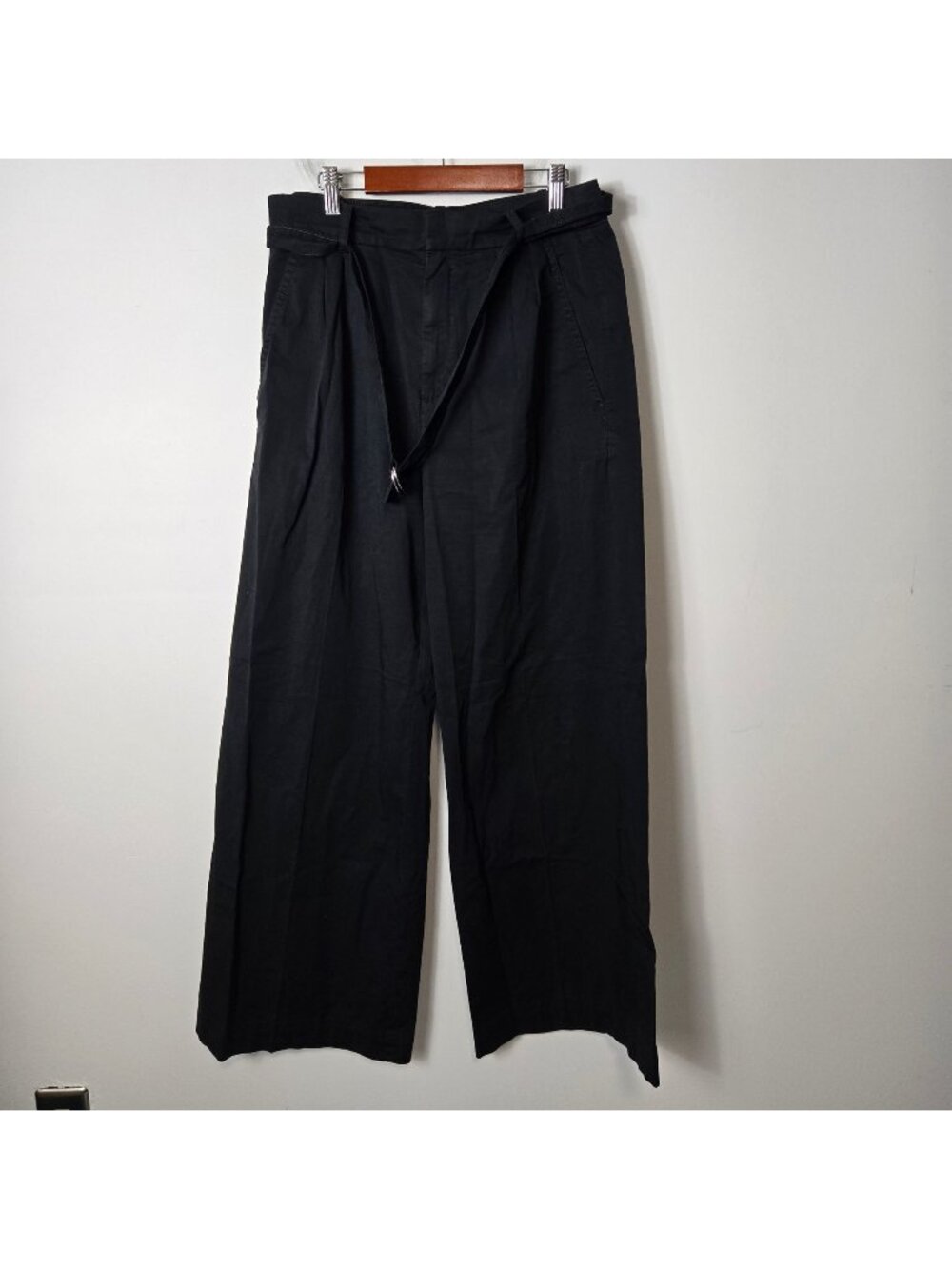 Everlane Size 6 The Pleated Easy Wide Leg Chino Pants Organic Cotton Black
